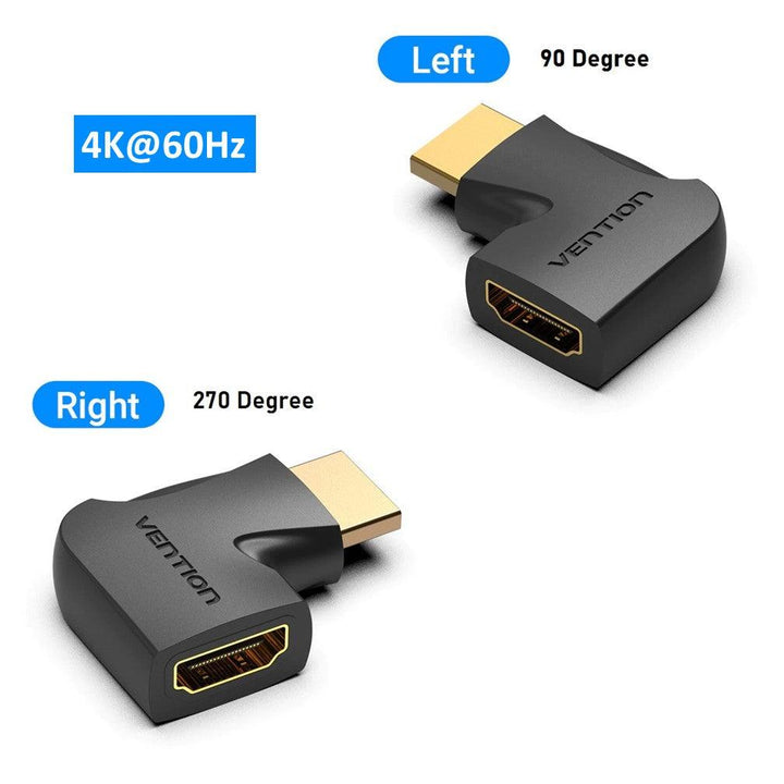 2 Pack HDMI Male to Female Angled Adaptor 4K 90 270 Degree - Aussie Gadgets