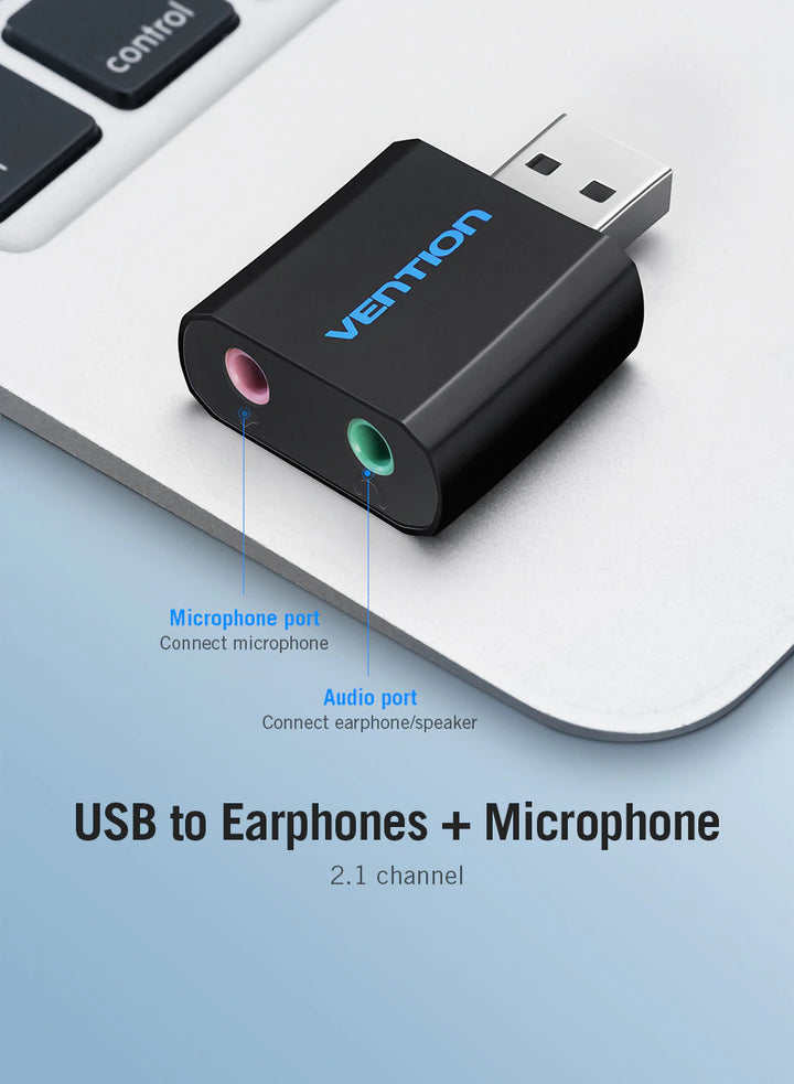 USB Sound Card Adaptor 3.5mm Audio Microphone Output - Aussie Gadgets