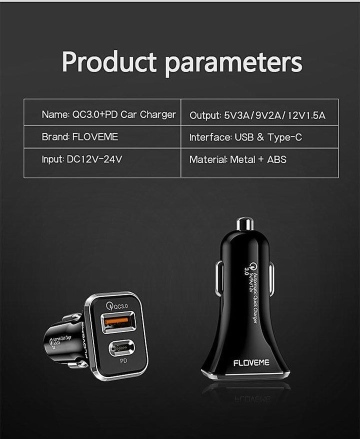 FLOVEME Car 12V PD USB-C Phone Charger - Aussie Gadgets