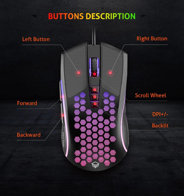 Meetion Honeycomb Lightweight Gaming Mouse - Aussie Gadgets