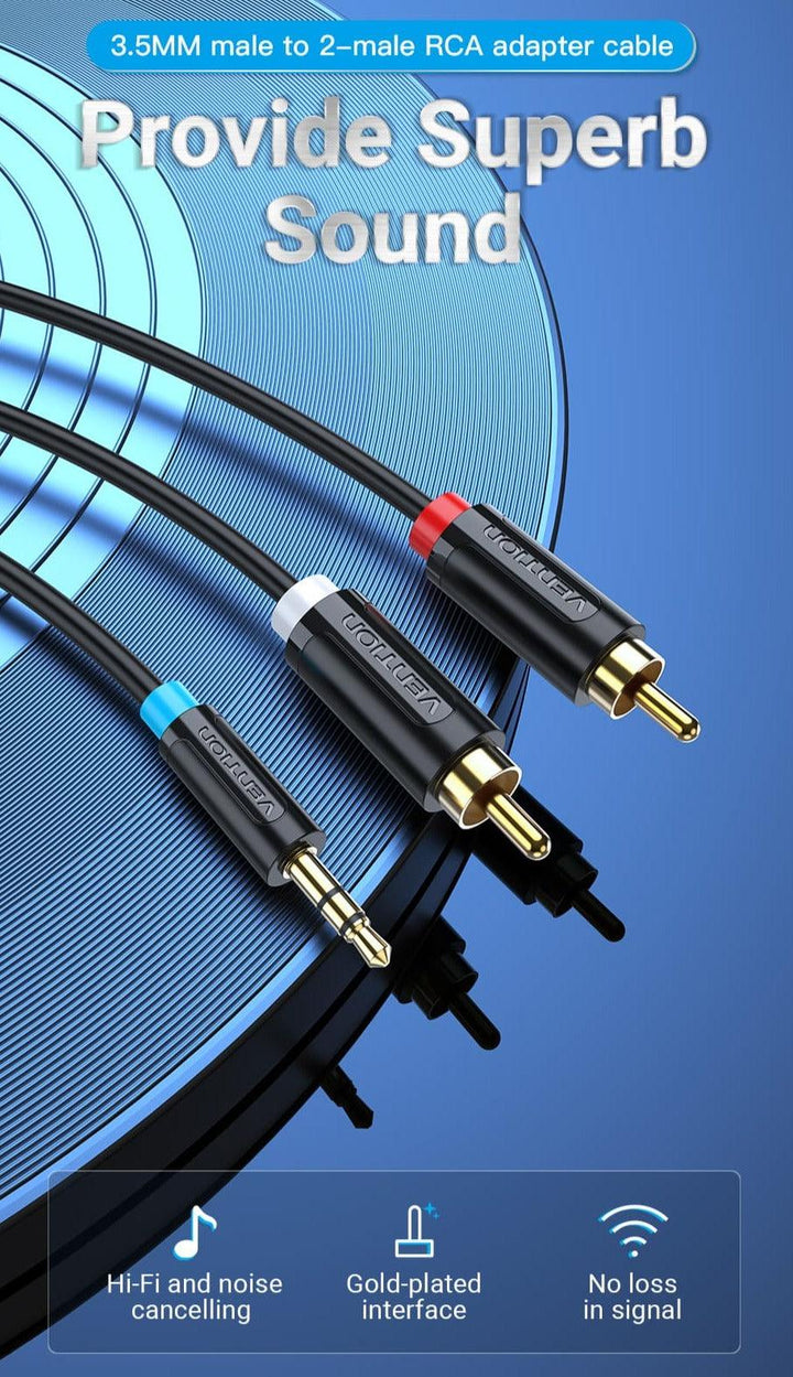 3.5MM to RCA Adaptor Male Cable - Aussie Gadgets