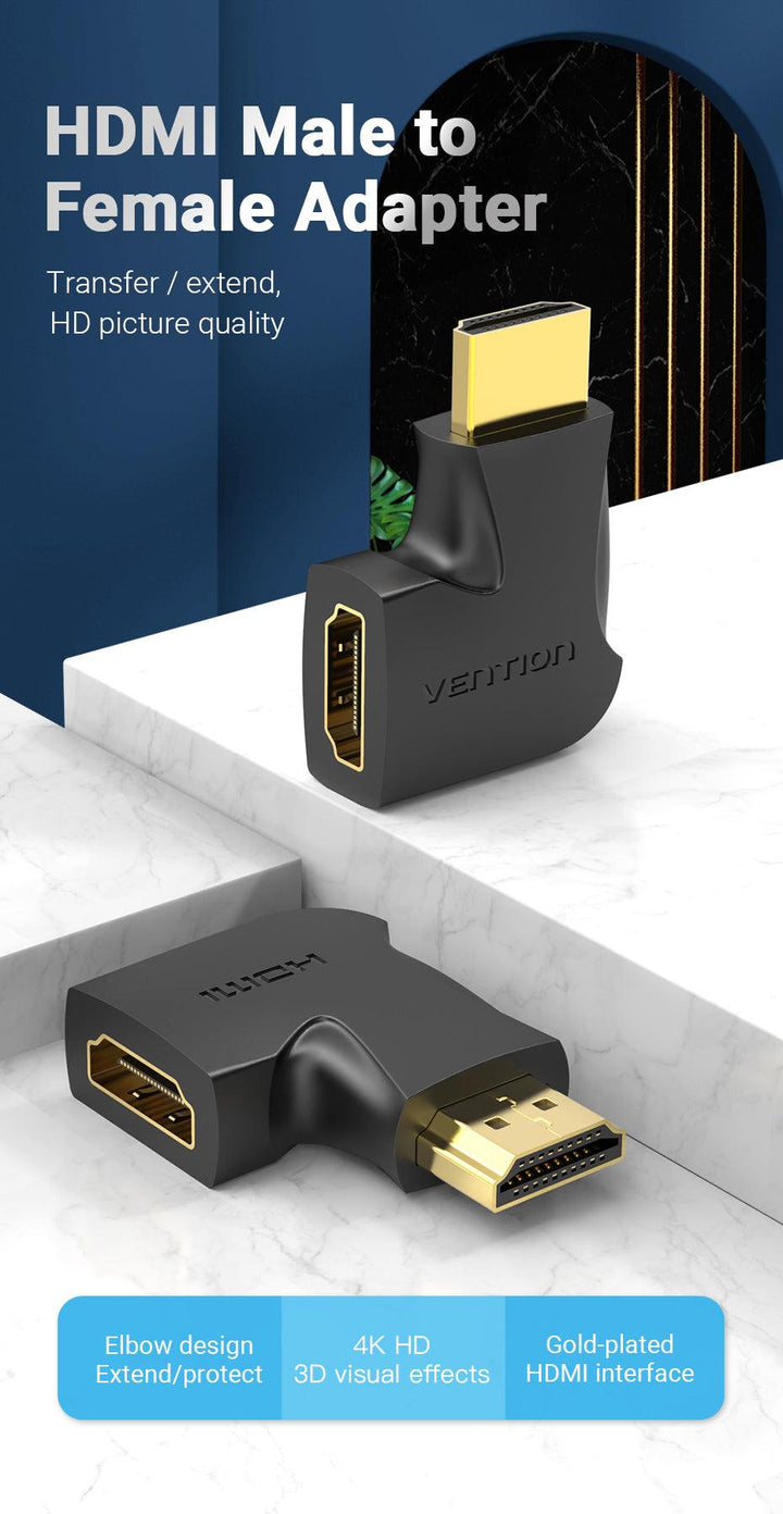 2 Pack HDMI Male to Female Angled Adaptor 4K 90 270 Degree - Aussie Gadgets