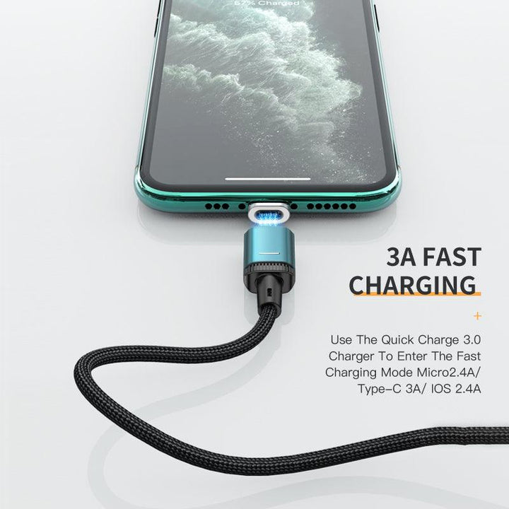 Magnetic 3-in-1 Fast Charging USB Cable -  Micro-USB Type-C Lightning - Aussie Gadgets