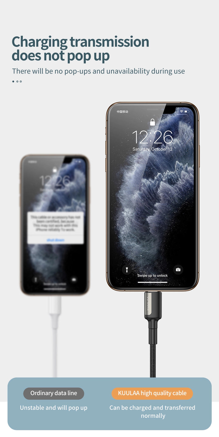 USB A to Lightning Fast Charging Nylon Braided Data Cable For iPhone - Aussie Gadgets