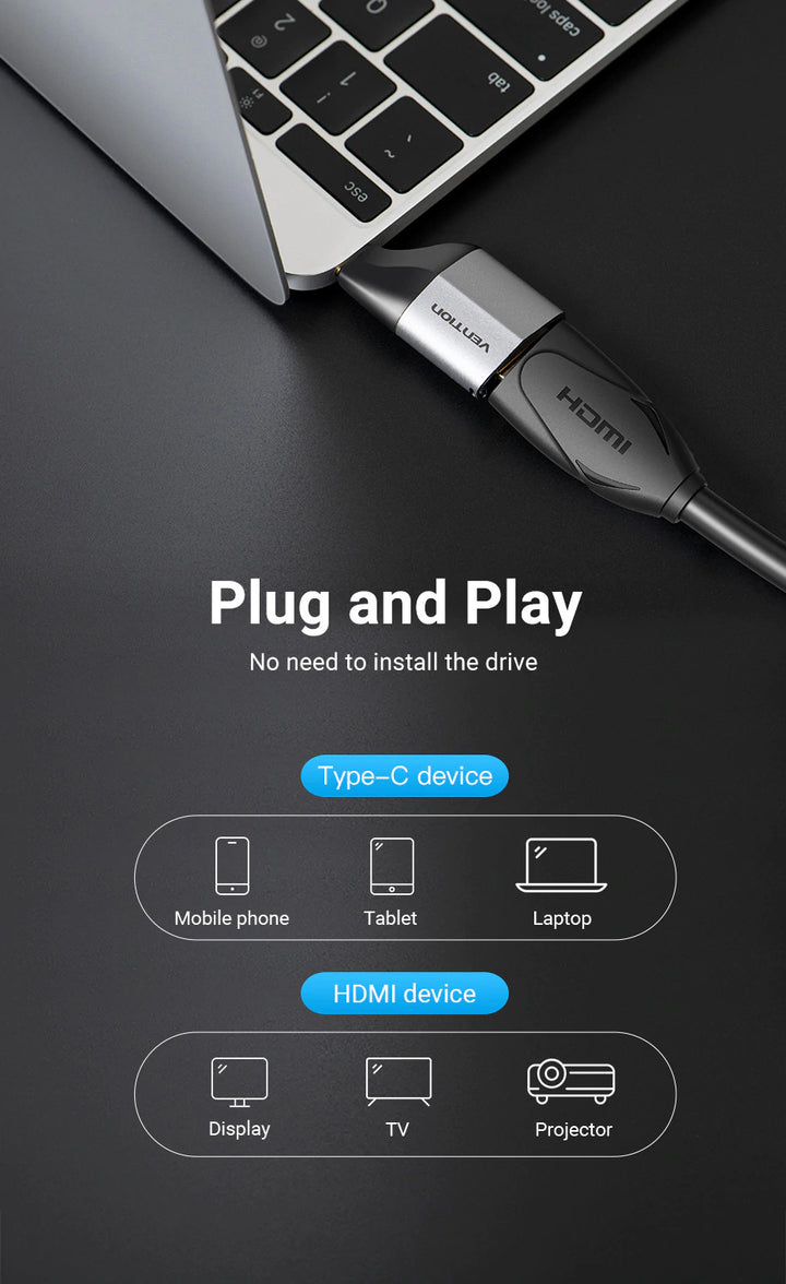 USB-C (TYPE-C) Male to HDMI 2.0 Female Adaptor 4K 60Hz - Aussie Gadgets