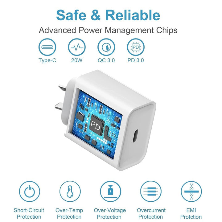 SAA Certified 20W PD 3.0 USB-C Wall Charger - Aussie Gadgets