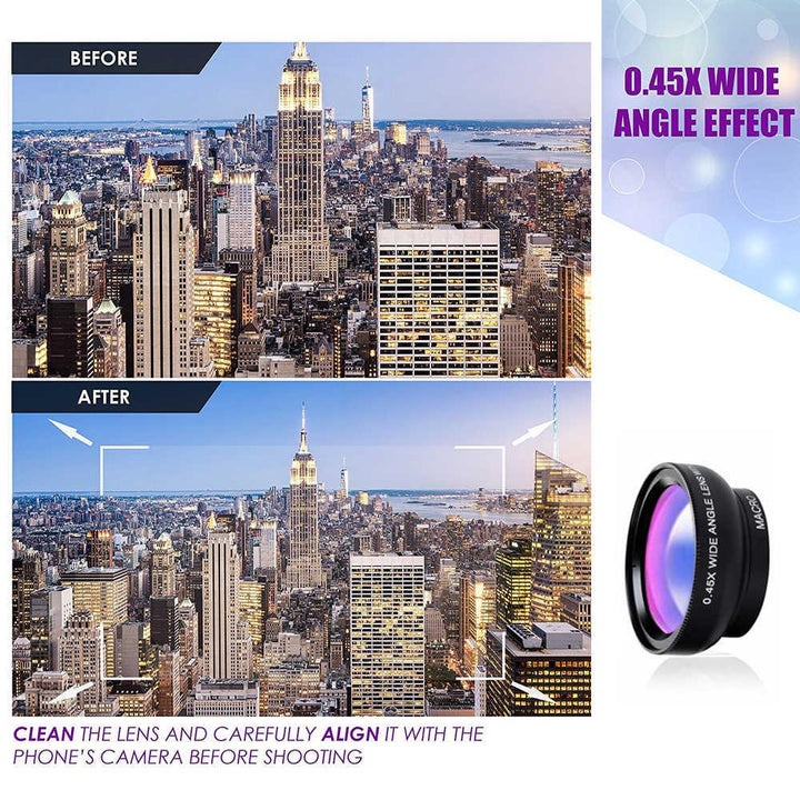 Apexel 2-in-1 Phone Lens Kit 0.45x Super-Wide Angle 12.5x Super-Macro Lens - Aussie Gadgets