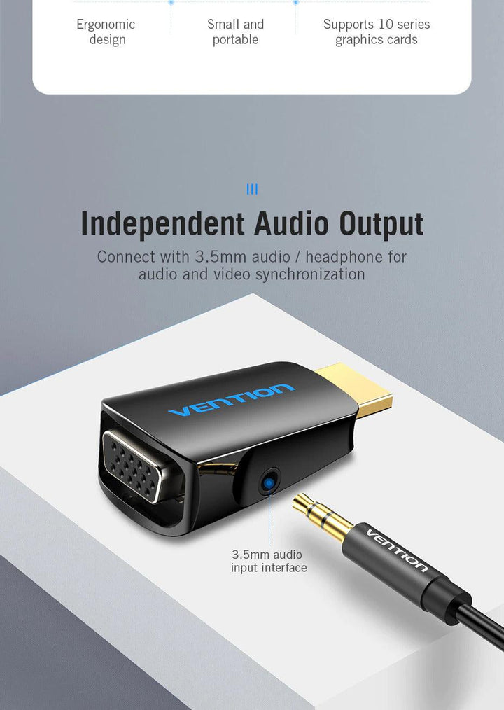 HDMI to VGA Adaptor Converter with 3.5MM Audio - Aussie Gadgets