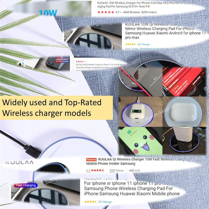 Popular 15W 10W Qi Wireless Phone Fast Charger Pad - Aussie Gadgets