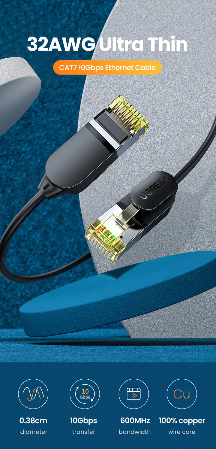 Ugreen CAT7 10Gbps Slim RJ45 Ethernet High speed LAN Cable - Aussie Gadgets