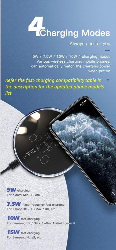 Popular 15W 10W Qi Wireless Phone Fast Charger Pad - Aussie Gadgets