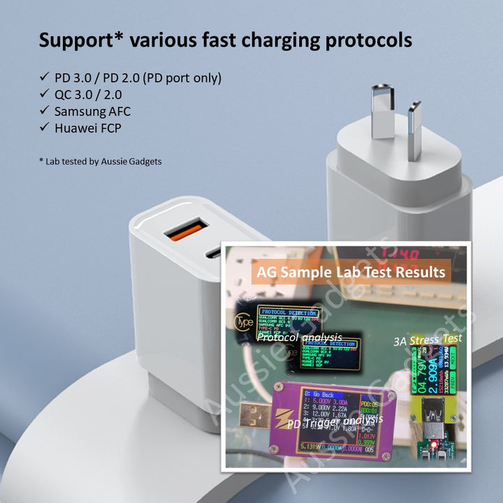 SAA Certified 20W QC PD 3.0 Dual Port USB Wall Charger - Aussie Gadgets