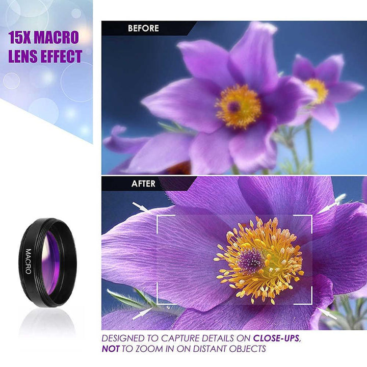 Apexel 2-in-1 Phone Lens Kit 0.45x Super-Wide Angle 12.5x Super-Macro Lens - Aussie Gadgets