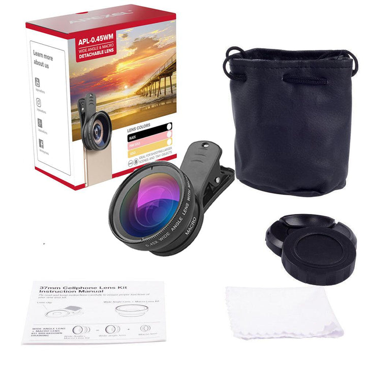 Apexel 2-in-1 Phone Lens Kit 0.45x Super-Wide Angle 12.5x Super-Macro Lens - Aussie Gadgets