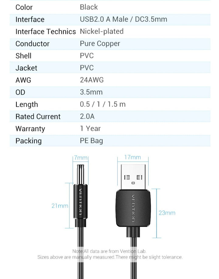 USB to 3.5mm 5V 2A DC Power Cable - Aussie Gadgets