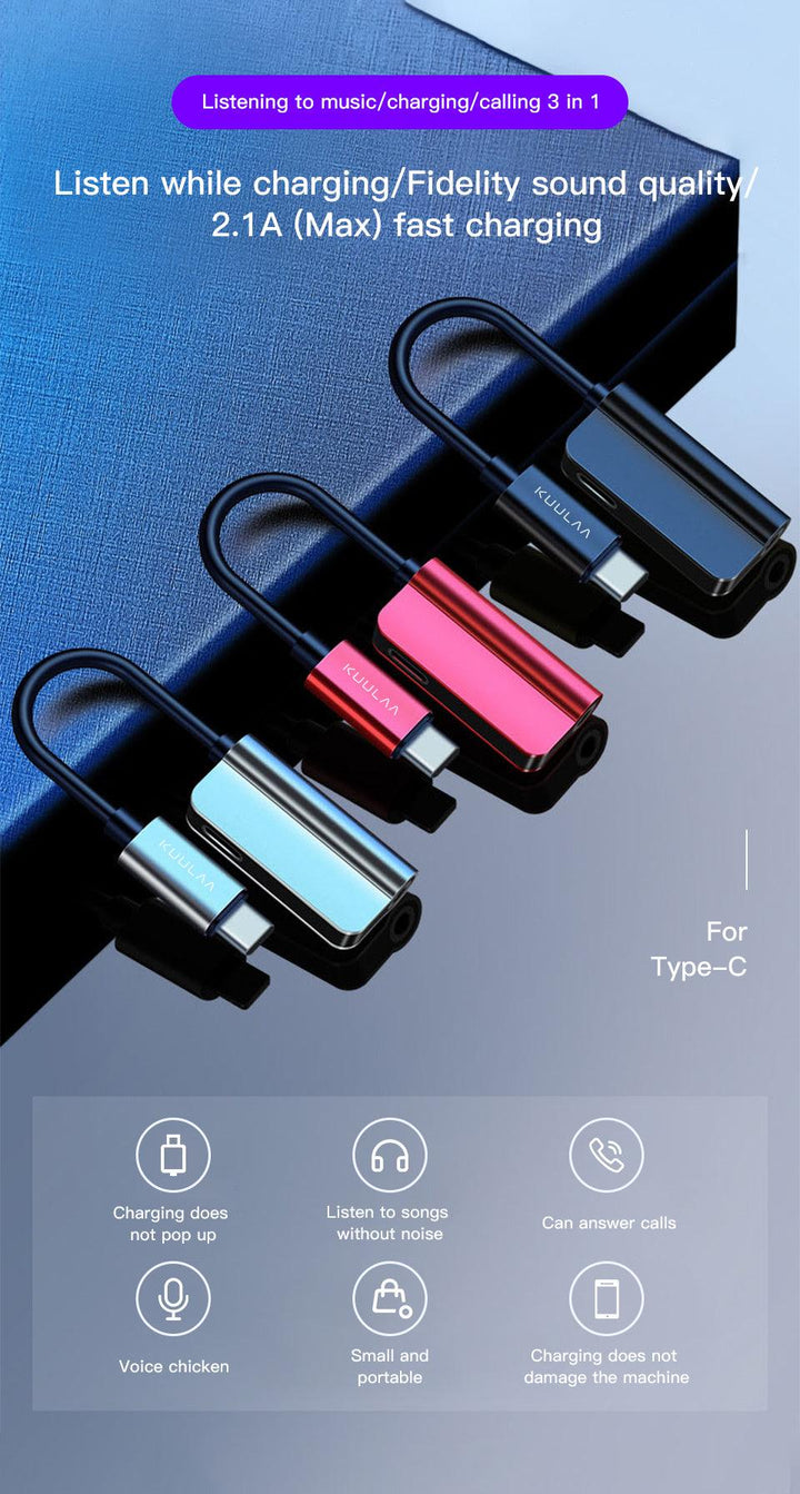 2-in-1 Type-C charging 3.5mm audio adapter for Huawei Xiaomi OnePlus - Aussie Gadgets