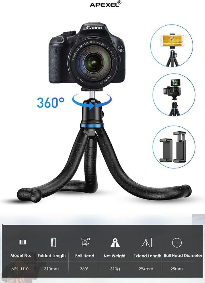 Apexel Flexible Octopus Tripod Mobile DSLR GoPro - Aussie Gadgets