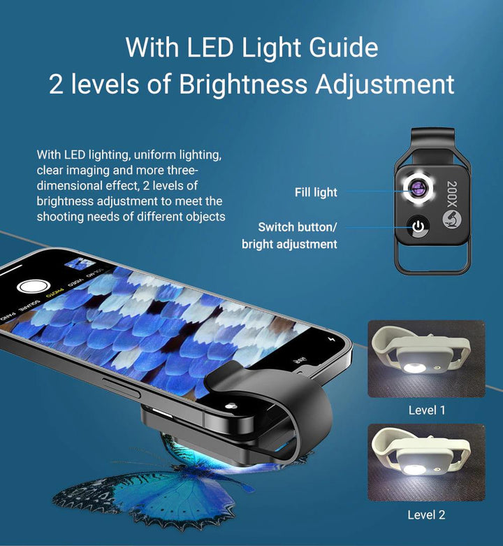 Apexel 200x Microscope Phone Camera Lens - Aussie Gadgets