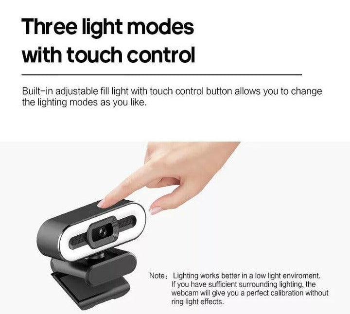 2K Full HD Widescreen Webcam with Fill Light - Aussie Gadgets