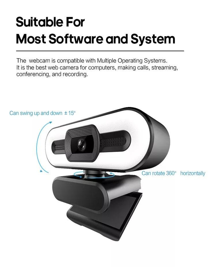 2K Full HD Widescreen Webcam with Fill Light - Aussie Gadgets