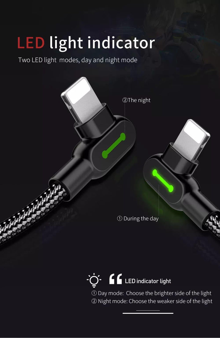 Dual 90 Degree Lightning Charging Data Gaming Cable For iPhone - Aussie Gadgets