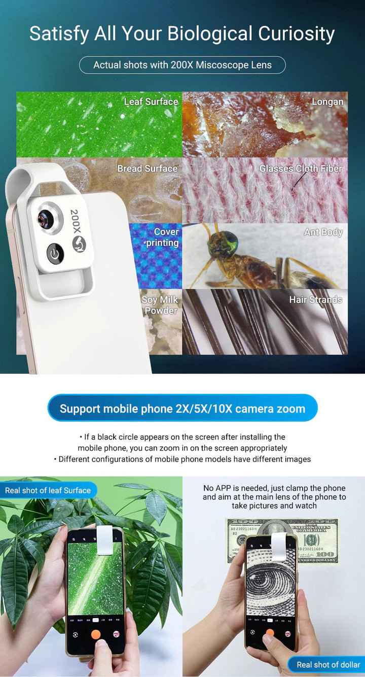 Apexel 200x Microscope Phone Camera Lens - Aussie Gadgets