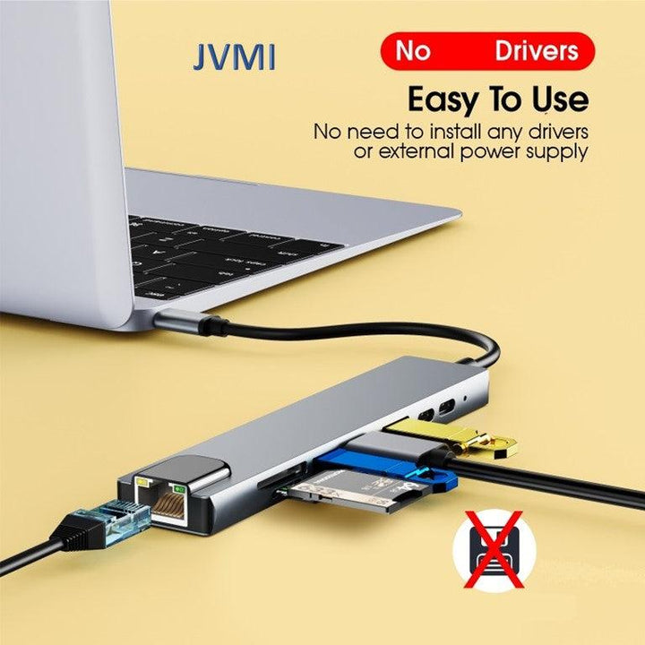 8-in-1 Type-C Multi-port USB Hub - SD/TF Adapter PD USB 3.0 4K HDMI LAN RJ45 - Aussie Gadgets