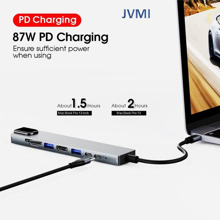 8-in-1 Type-C Multi-port USB Hub - SD/TF Adapter PD USB 3.0 4K HDMI LAN RJ45 - Aussie Gadgets